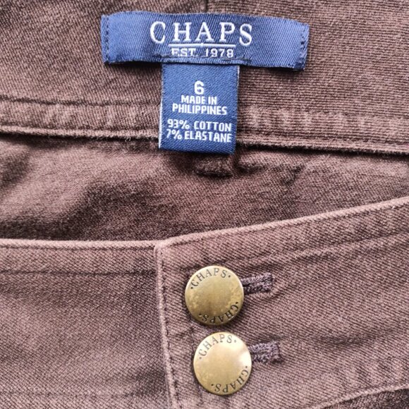 Chaps Brown Cotton Skirt - Size 6 - Stretch Fit - Picture 2 of 9